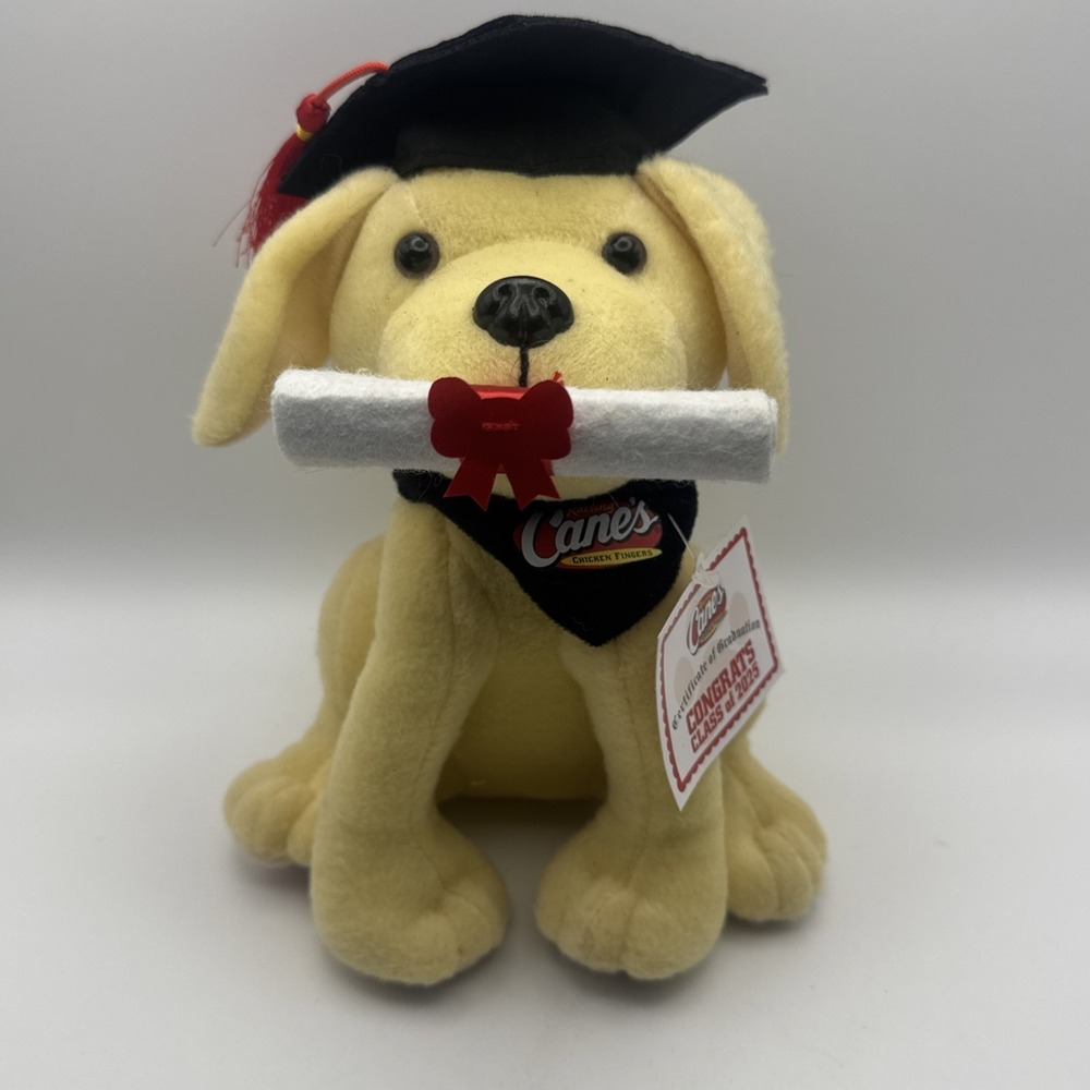 Raising Cane's Grad Cane Plush Dog Class of 2025 Graduation Collectible NWT Rare